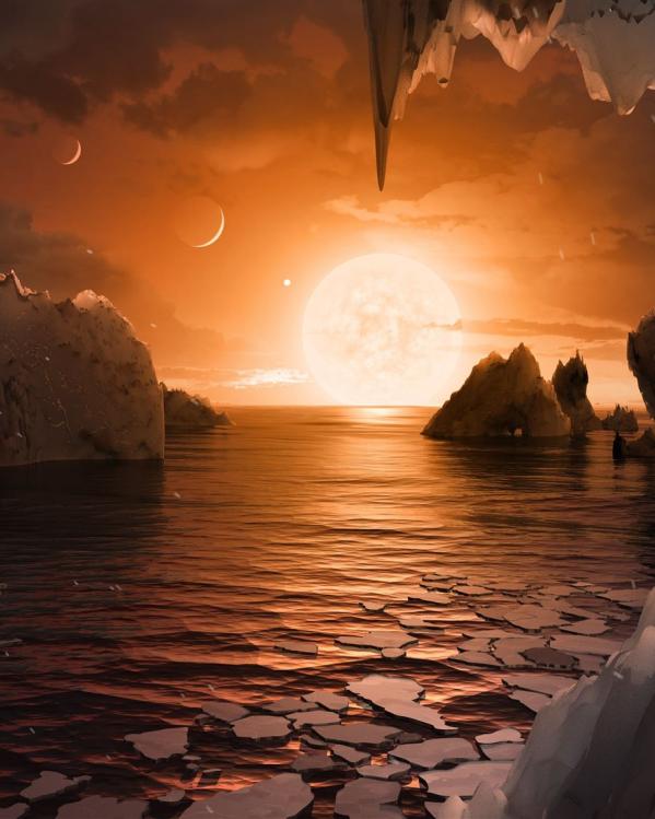 artistieke impressie van een trappist-planeet