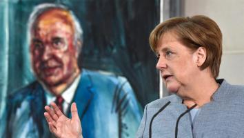 Angela Merkel en Helmut Kohl