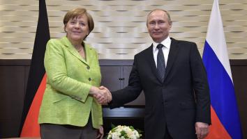 Angela Merkel en Vladimir Putin