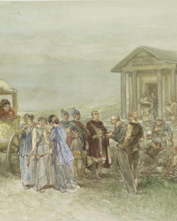 marktplaats met romeinen en batavieren