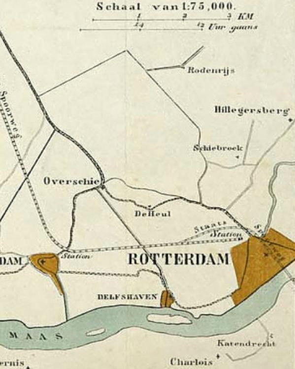 kaart van de waterweg van rotterdam naar zee