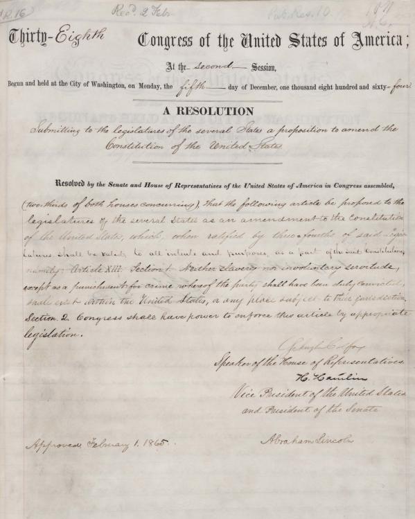 dertiende amendement van de amerikaanse grondwet