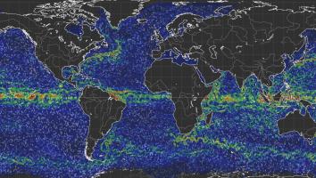 wereldkaart met wind- en zeestromingen