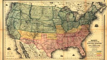 kaart van de grensstaten tijden de amerikaanse burgeroorlog 