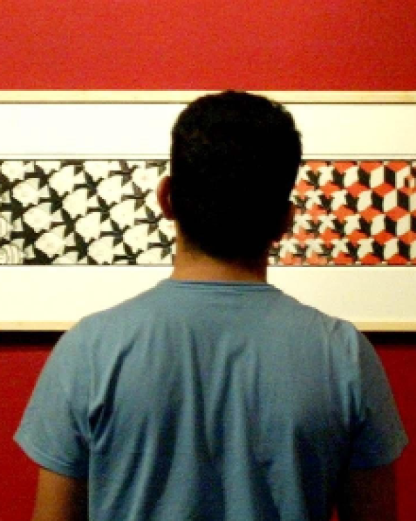 Het schilderij Metamorfose van Escher