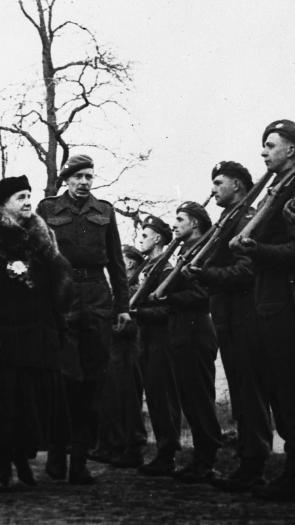 inspectie van de binnenlandse strijdkrachten door koningin wilhelmina 