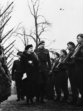 inspectie van de binnenlandse strijdkrachten door koningin wilhelmina 