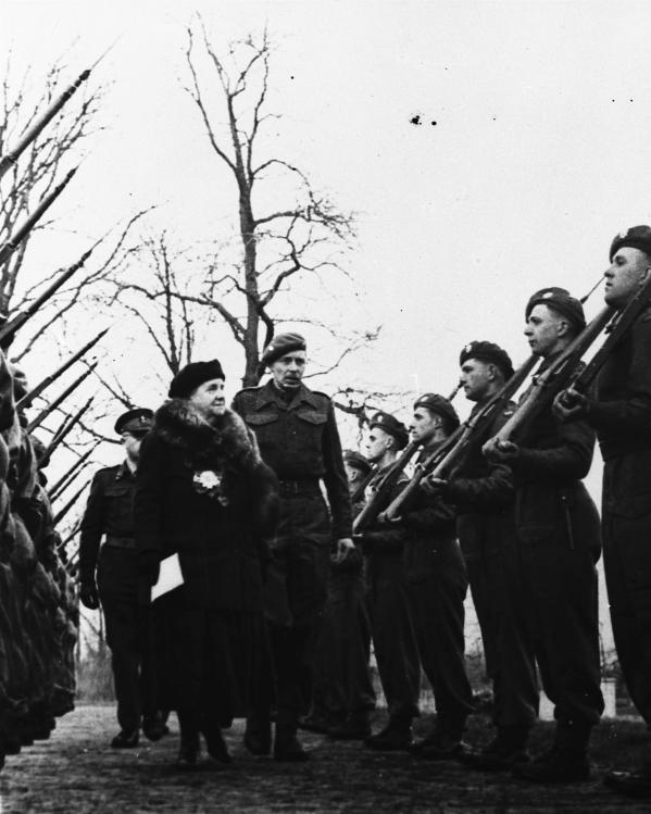 inspectie van de binnenlandse strijdkrachten door koningin wilhelmina 