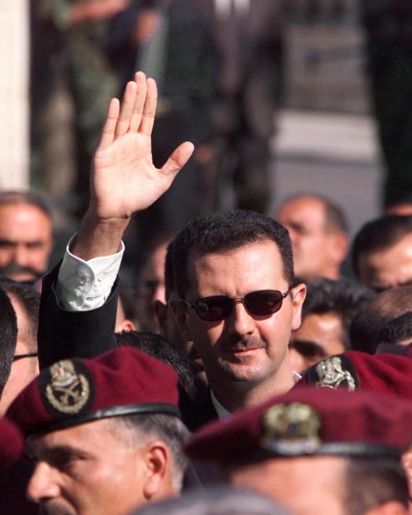 Bashar al-Assad op de begrafenis van zijn vader