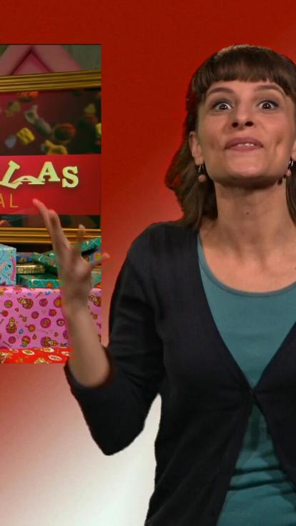 Gebarentolk bij het Sinterklaasjournaal doet gebaar voor enthousiasme