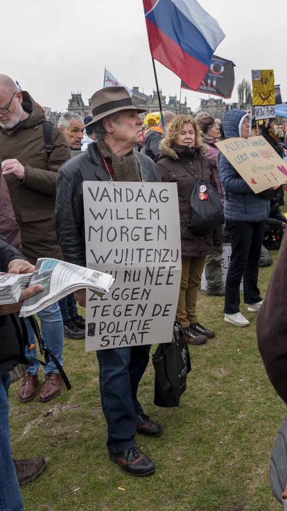 Demonstranten tijdens een coronaprotest