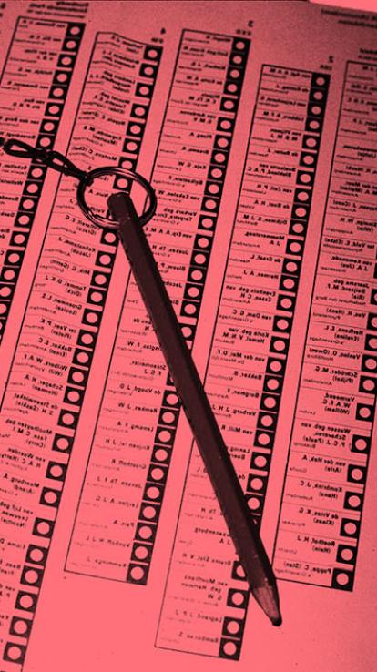 stembiljet met het rode potlood