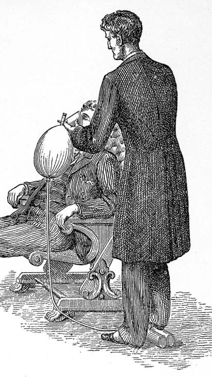 lachgas gebruikt door een tandarts