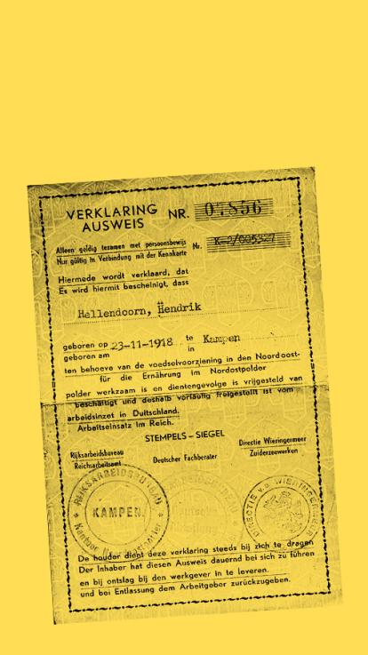 Ausweis vergunning die je nodig had om in de Tweede Wereldoorlog over straat te mogen