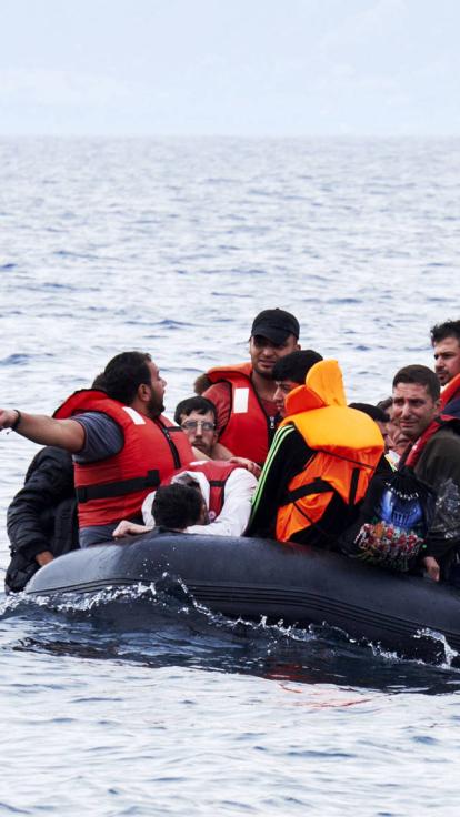 Vluchtelingen op boot