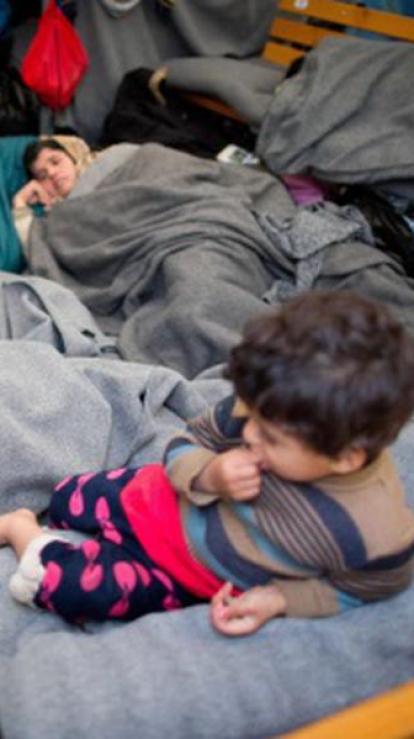 Vluchtelingen in een kamp 