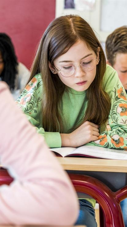 leerling in schoolklas maakt toets