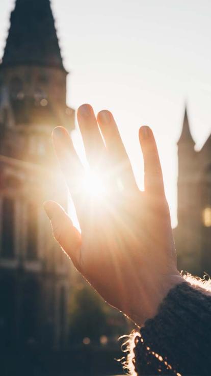 felle zon in de winter