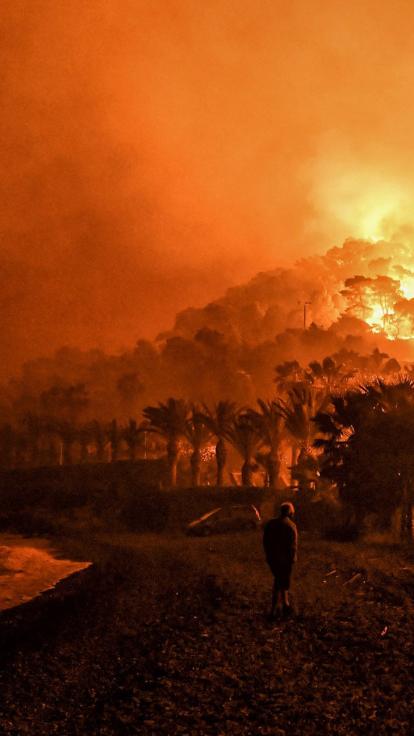 bosbranden aan de kust van griekenland