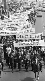 een demonstratie van vakbonden in 1968