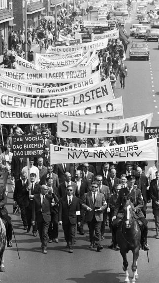 een demonstratie van vakbonden in 1968