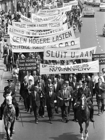 een demonstratie van vakbonden in 1968