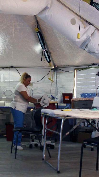 Tijdelijk ziekenhuis na een orkaan