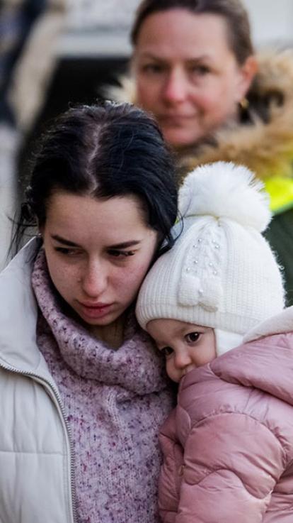 Oekraïense vluchtelingen komen aan in Nederland