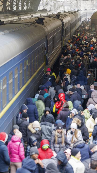 Vluchtelingen op het station
