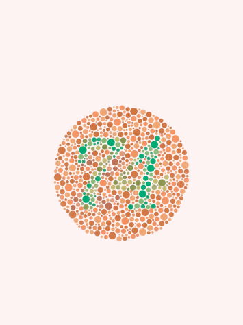 opgave in de Ishihara kleurentest, cijfer 74