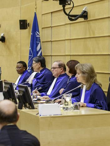 rechtbank Internationaal Strafhof tijdens zitting in Den Haag