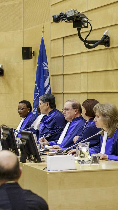 rechtbank Internationaal Strafhof tijdens zitting in Den Haag