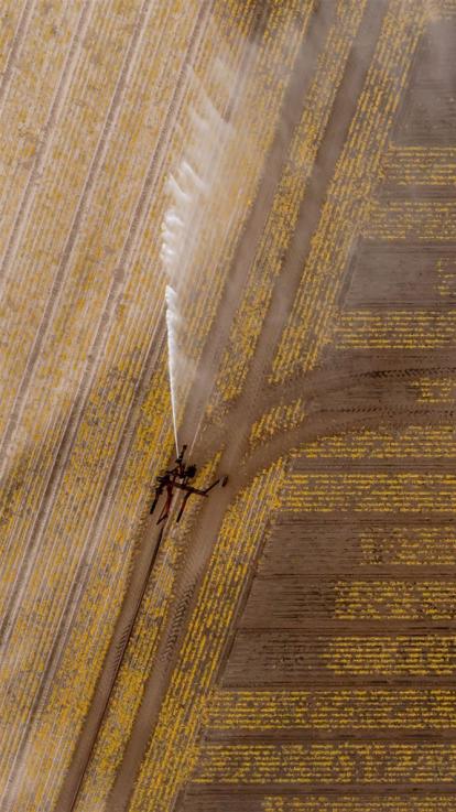 droge akker besproeien zodat akkers vochtig blijven