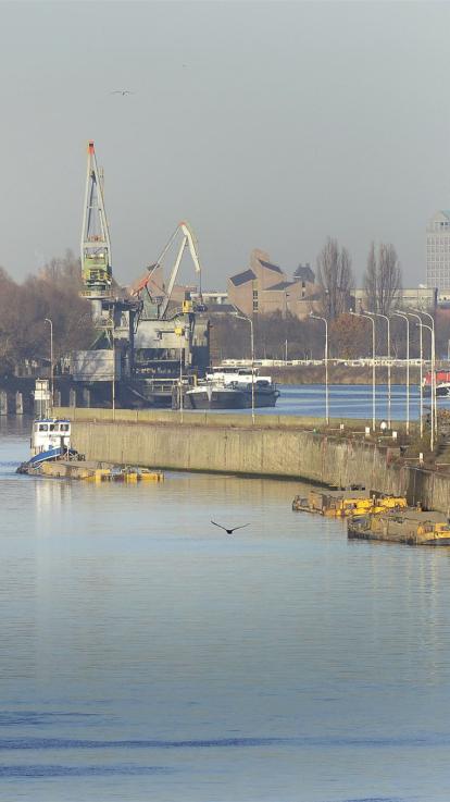 de Maas met een laag waterpeil tijdens aanhoudende droogte