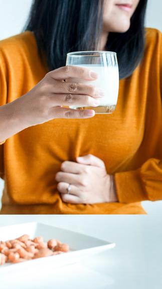 iemand met een allergie voor melk (lactose) en schelpdieren en gluten