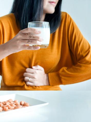iemand met een allergie voor melk (lactose) en schelpdieren en gluten