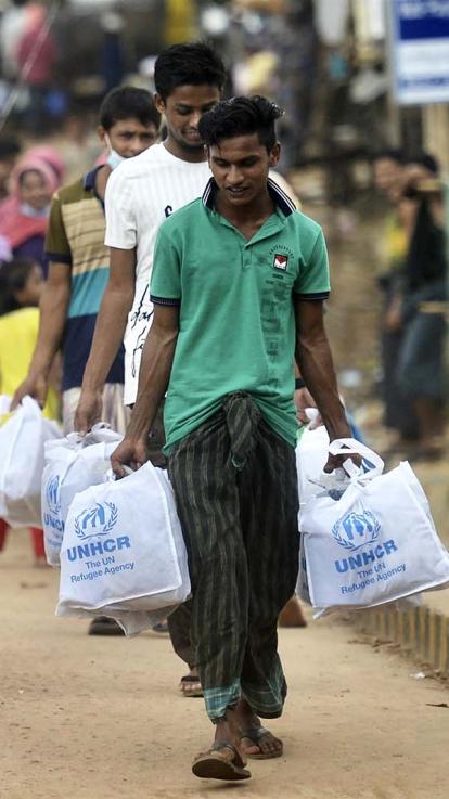 Rohingya vluchtelingen in een opvangkamp
