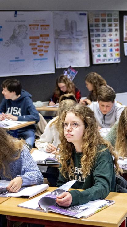 volle klas op middelbare school