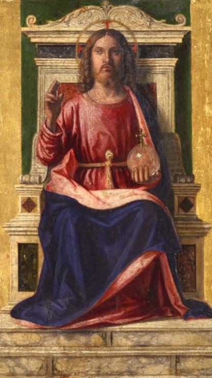 het schilderij Jezus Christus op de troon van Cima da Conegliano