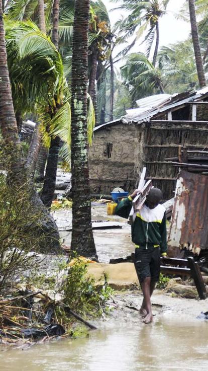 De verwoesting die een orkaan heeft achtergelaten. 