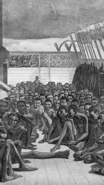 tot slaaf gemaakten op een slavenschip