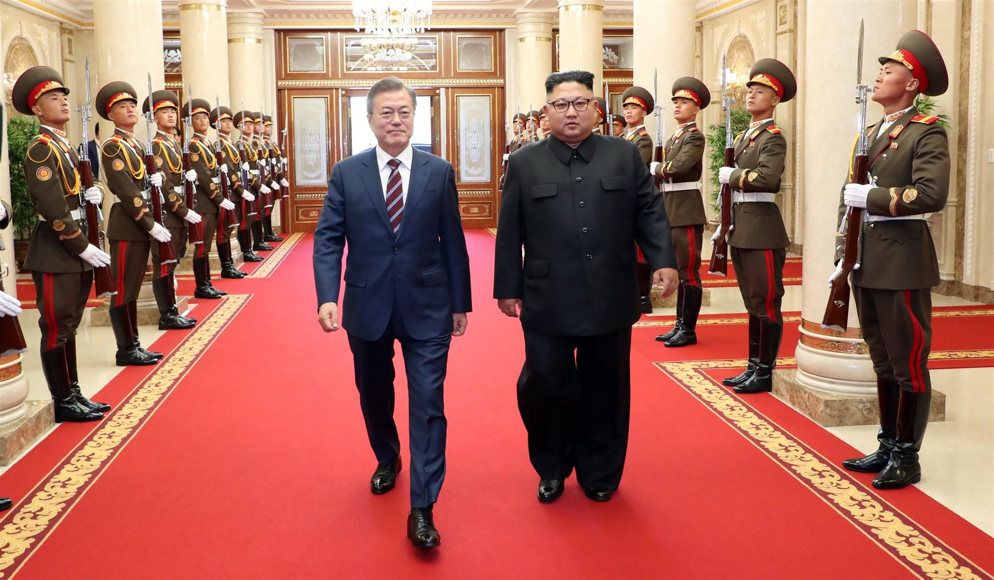 Noord-Koreaanse leider Kim Jong-un de Zuid-Koreaanse president Moon Jae-in 