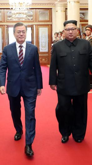 Noord-Koreaanse leider Kim Jong-un de Zuid-Koreaanse president Moon Jae-in 