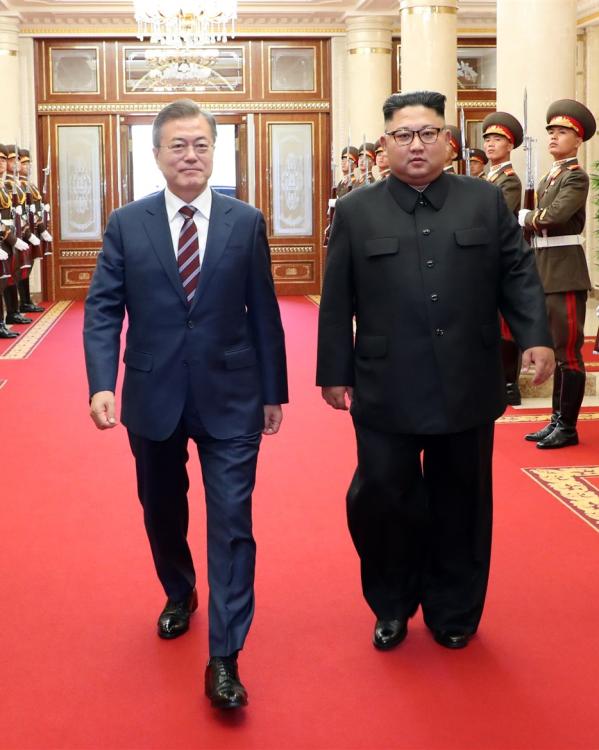 Noord-Koreaanse leider Kim Jong-un de Zuid-Koreaanse president Moon Jae-in 