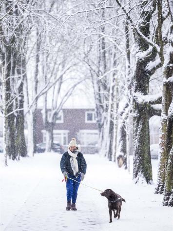 iemand loopt in de sneeuw