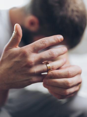 iemand doet zijn trouwring af