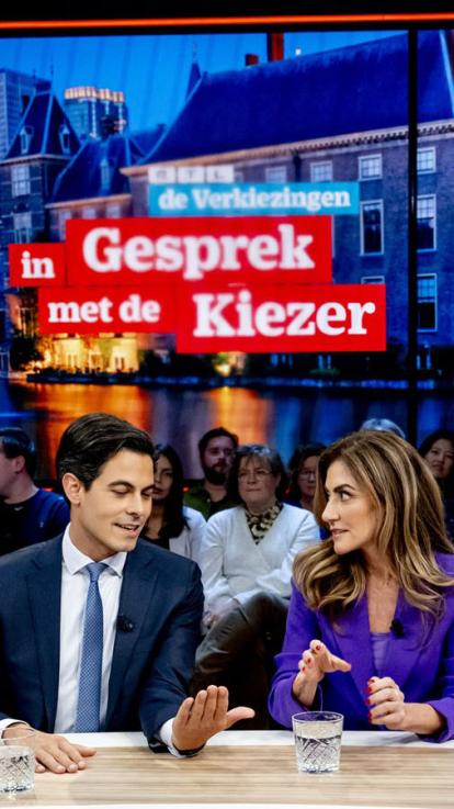 een verkiezingsdebat tussen VVD-lijsttrekker Yeşilgöz en D66-lijsttrekker Jetten