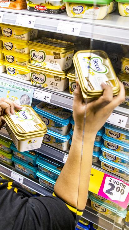 Boter als becel in de supermarkt. 