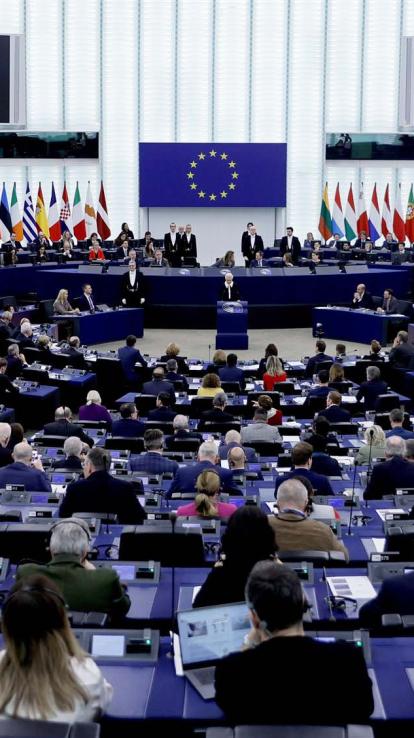 de zaal van het Europees Parlement