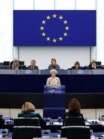 voorzitter Ursula von der Leyen in het Europees Parlement